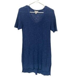 Eileen Fisher Petite | Organic Linen‎ Blend Sweater Lightweight Pullover Blue PM